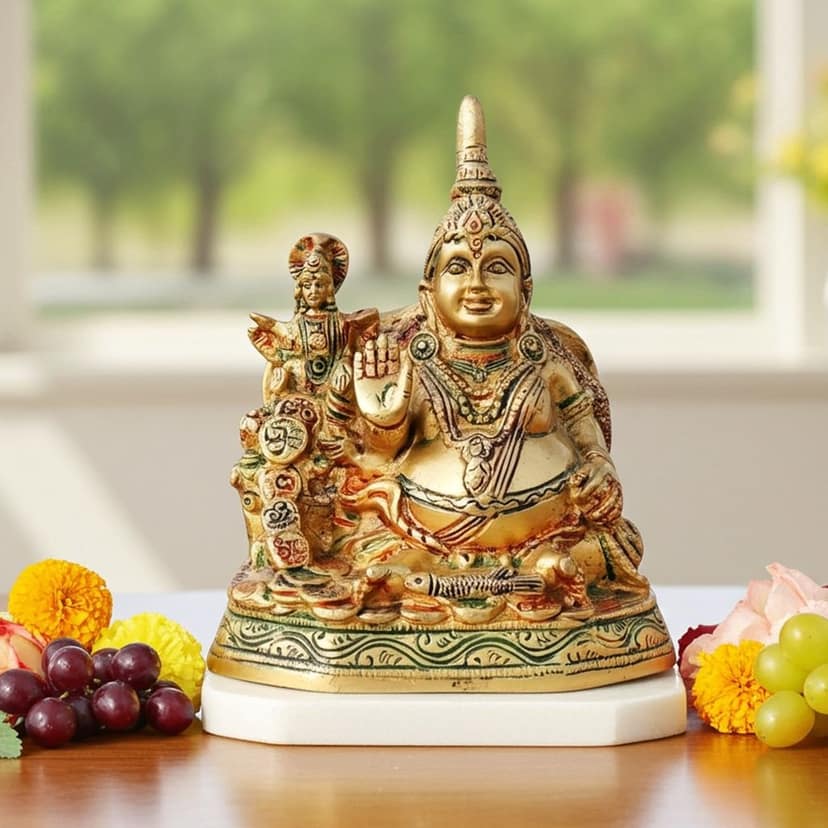 Brass Kuber Ji God Idol - Handcrafted Spiritual Showpiece, Height : 6.5 Inch (BSMAS1433 D)