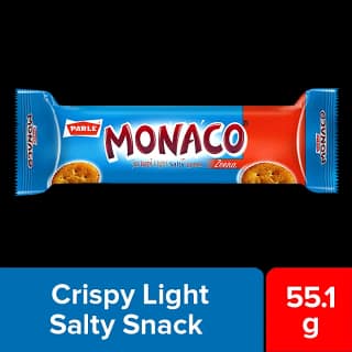 Parle Monaco Biscuit - Zeera, Crispy, Light, Salty Snack, 50 G + 5.1 G Pouch