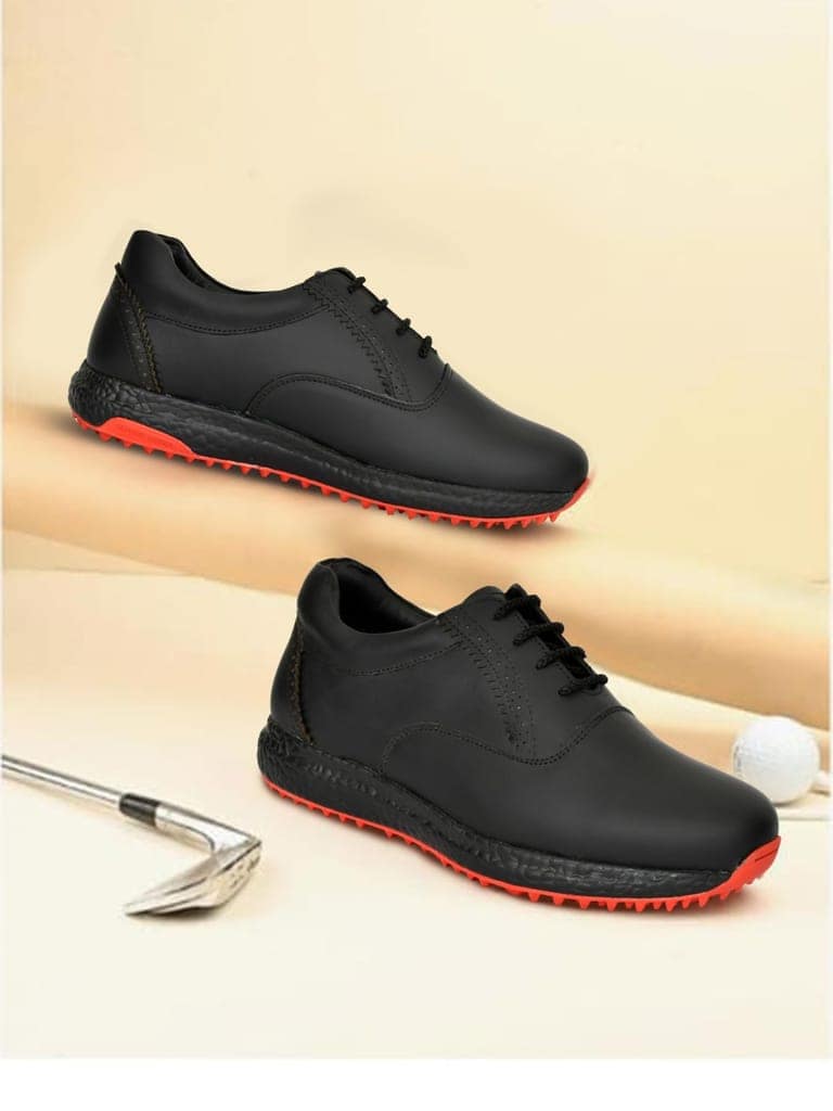 HITCARO Men's Proffessional Leather Golf Shoes | Lace-Up | Waterproof | Comfortable | Breathable view 6
