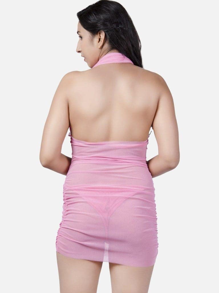 Sheer Net Hot Pink Babydoll Bikini Night Dress for Honeymoon K12R view 4