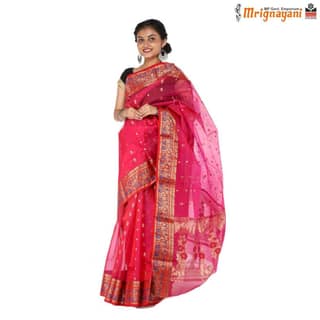 HANDLOOM CHANDERI SILK SAREE WITH BLOUSE (SKU - 1SC203180422, SAREE - 1019)