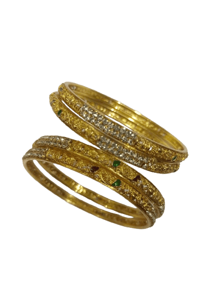 Gold Plated Kundan Bangles Set of 4 view 3