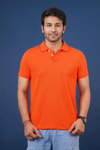 Men's Dark Orange Solid Polo T-Shirt