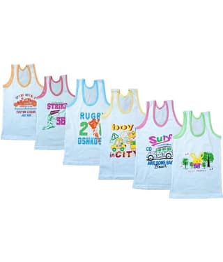 DAYAKU Pack of 6 Boys 100% Cotton ( White )