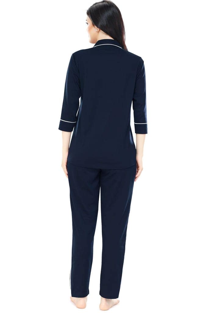 ZEYO Women's Cotton Red Solid Stylish Night suit set view 3