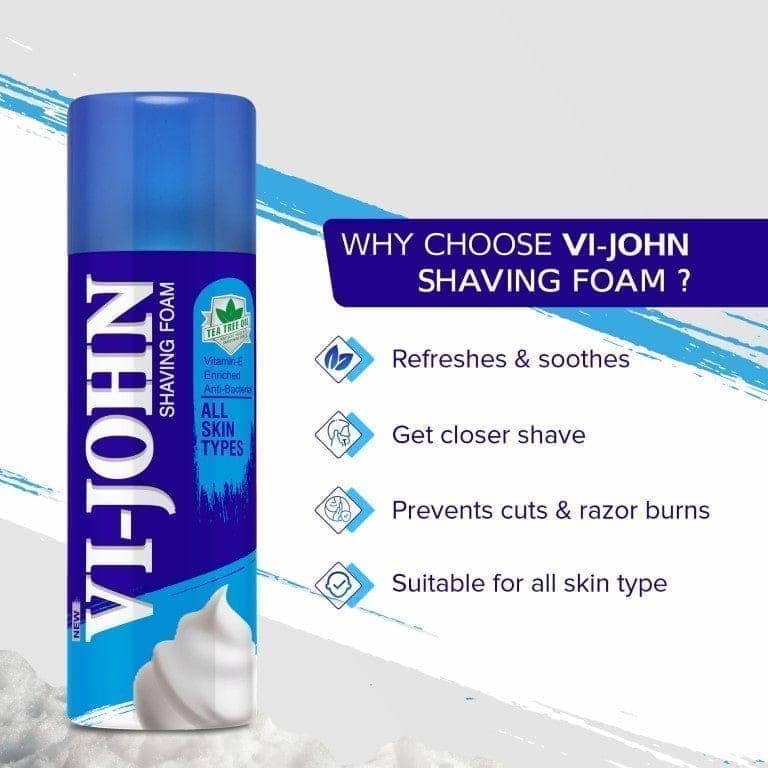 VI-JOHN All Skin Type Anti Bacterial Shaving Foam With Vitamin E & Tea Tree Oil For - 50 GM view 5