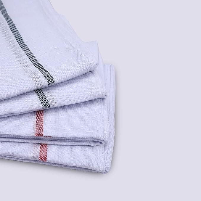 Kerala Thorthu Bath Towel Pure Cotton End Stitched | Pack of 4 | Kerala Thorthu White Cotton Towels for Bath | Light Weight, Quick Dry view 3
