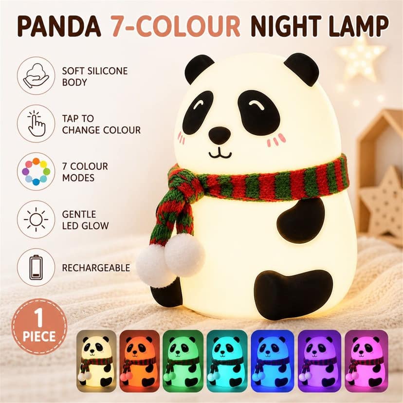Panda Night Light – 7-Color LED Touch Sensor Lamp view 2
