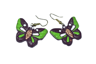 Charming Butterfly Design Brown & Green Drop Earrings for Women