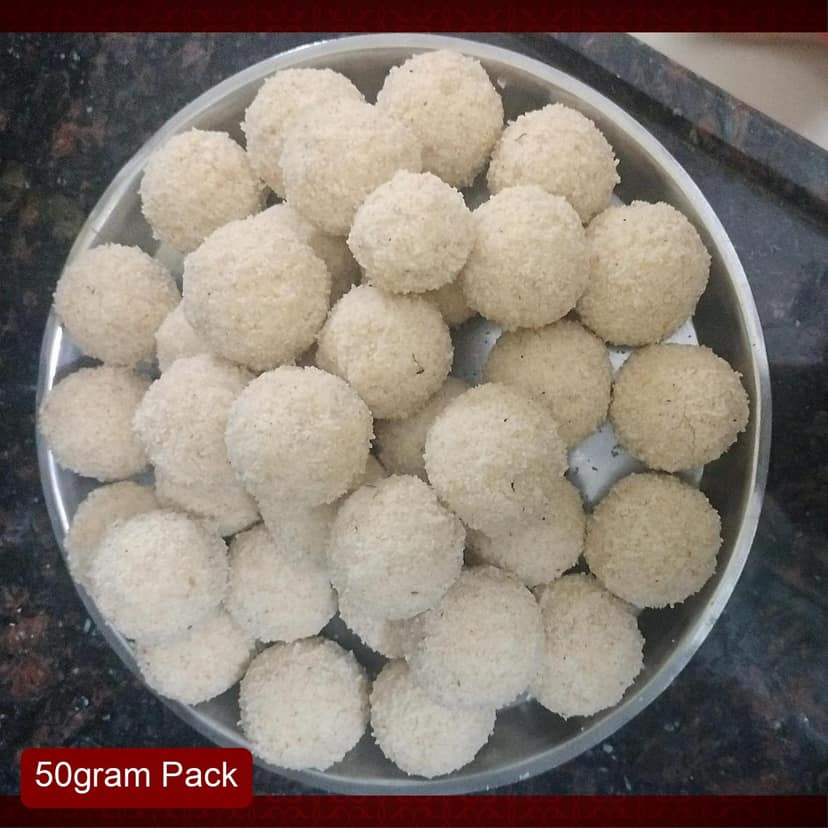 Aaswad Caterers Rava Naral Ladoo (50g) | Handcrafted Semolina & Coconut Sweets
