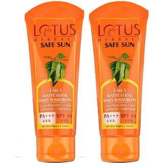 Lotus Herbals Safesun 3In1 Matte Look Daily SunscreenTinted Sunscreen Spf 40 Pa+++ 100 G ( Pack Of 2 )