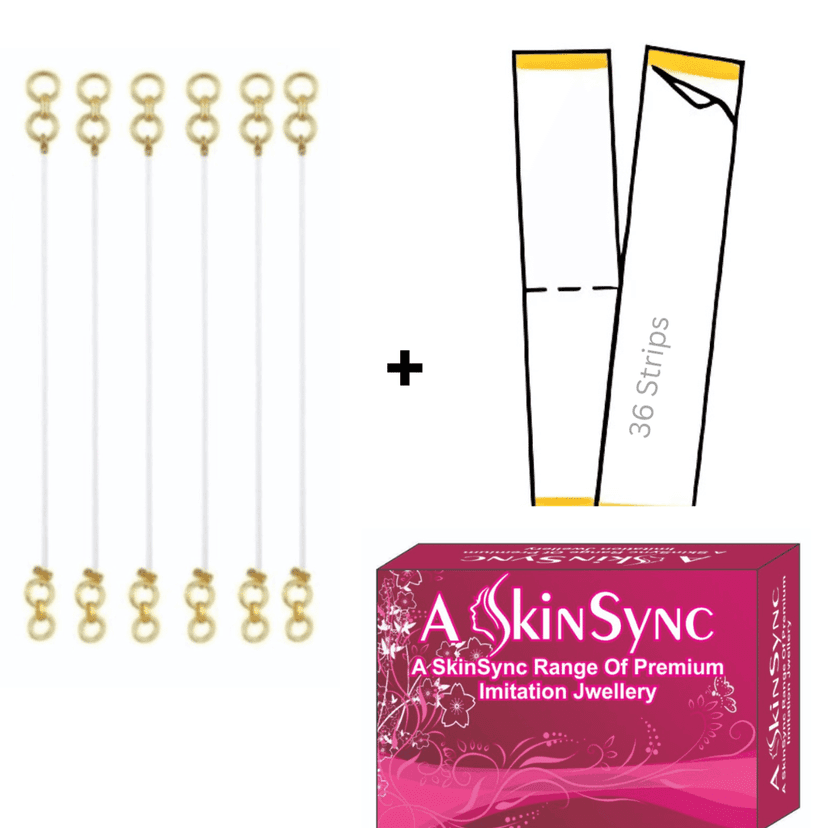 A SkinSync Gold Plated Invisible Transparent Heavy Earrings Support Ear Chains for Women and Girls (Pack of 3 Pairs) with 36 Strips Double Sided Tape for Fashion