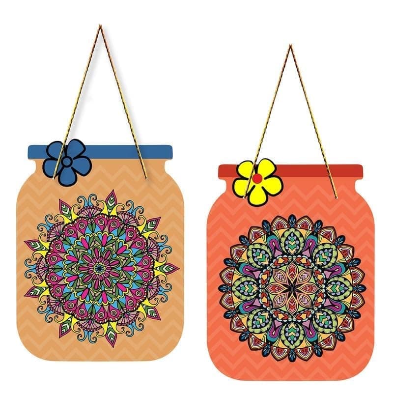 Charmor Art Printed Decorative Wooden Wall Hanger for Living Room | Bedroom | Office | Gift | Home Decoration (WH3208),Set of 2