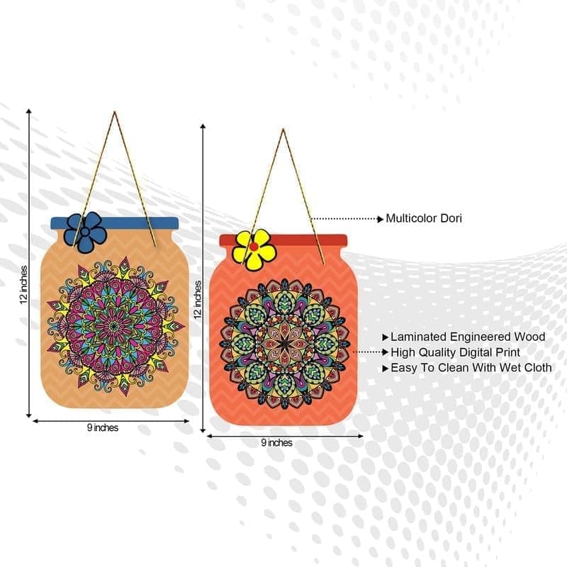 Charmor Art Printed Decorative Wooden Wall Hanger for Living Room | Bedroom | Office | Gift | Home Decoration (WH3208),Set of 2 view 2