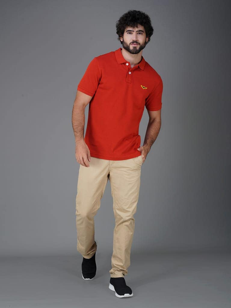 Solid Polo Shirt - RUST view 5