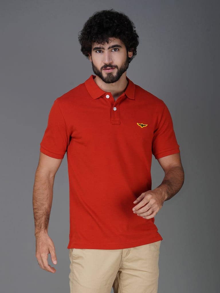 Solid Polo Shirt - RUST view 7