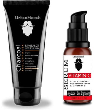 ORAYA Vitamin C Serum & Charcoal Mask Combo For Brighter Skin Face Mask Masks 90 ml Pack of 2
