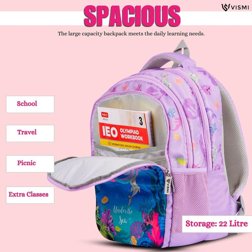 VISMIINTREND School Backpack Bags for Kids | School Bags | Water Resistant | Casual | Picnic | Travel | 5 to 10 Years School Backpack | Bag for Boys | Girls view 8