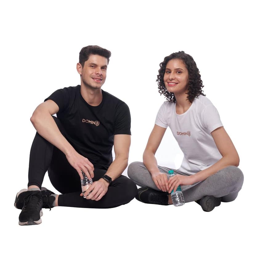DOMIN8 Men's chest metallic branded Couple T-Shirt view 10
