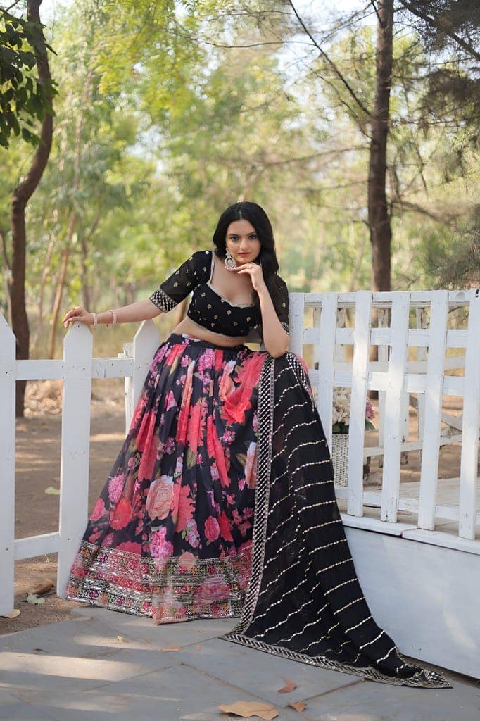 Multi Colour Lehenga Choli Readymade Stitched For Wedding Women Partywear Skirt Ready To Wear view 6