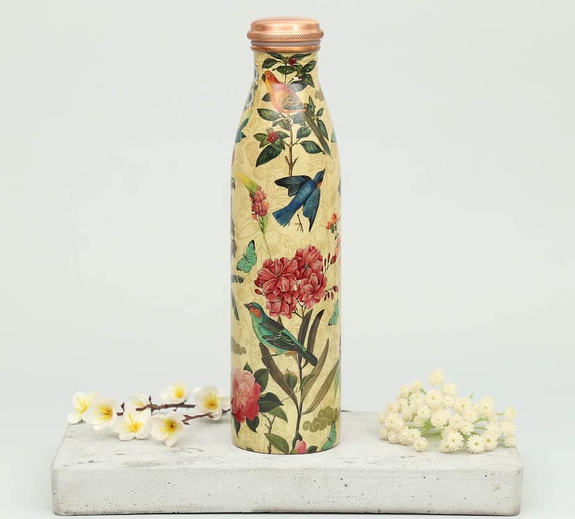 India Circus Bird Land Copper Bottle view 2