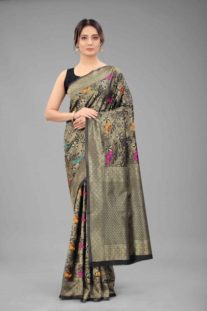 Women's Banarasi Art Silk Saree With Unstiched Blouse Piece