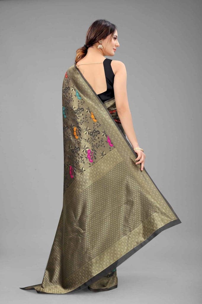 Women's Banarasi Art Silk Saree With Unstiched Blouse Piece view 2