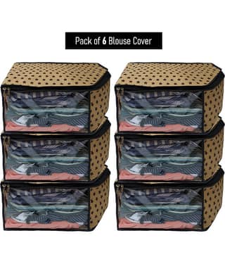 SH. NASIMA 6 Pieces Non Woven Blouse Cover 6 Set, Beige Star