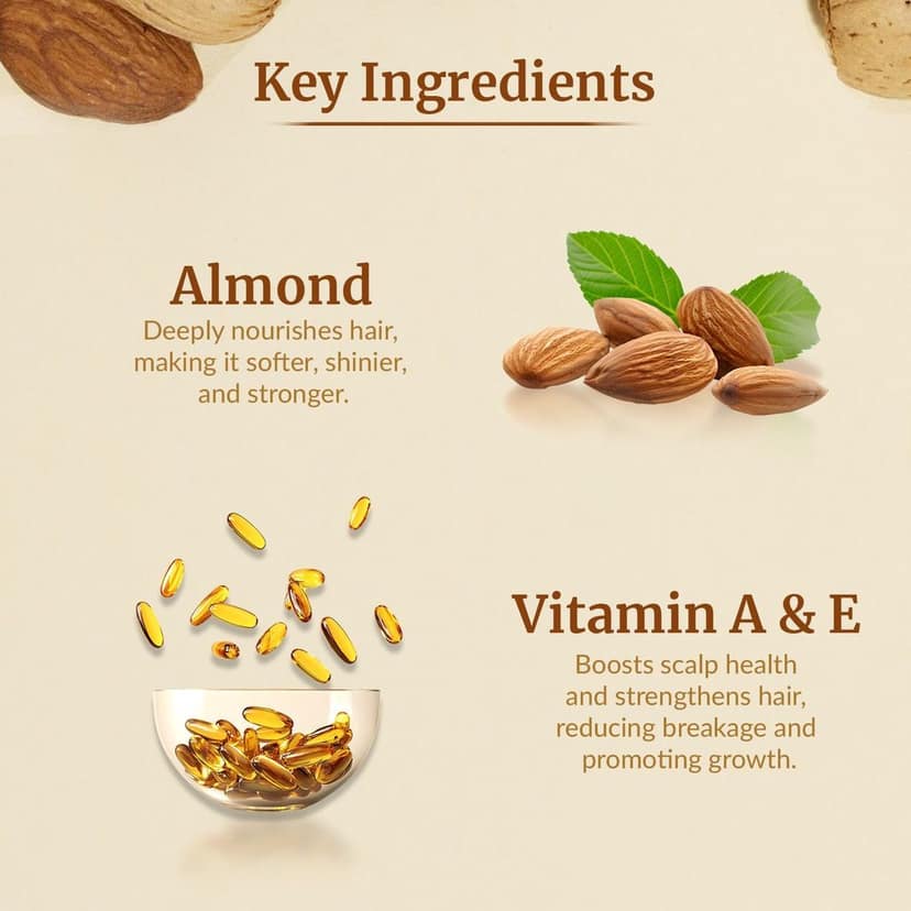 VI-JOHN NATURALE Almond Enriched Hair Oil | For Soft & Shiny Hairs With Vitamin A, E & F | Natural Hair Growth | for All Hair Types | Men and Women | 300ML view 5