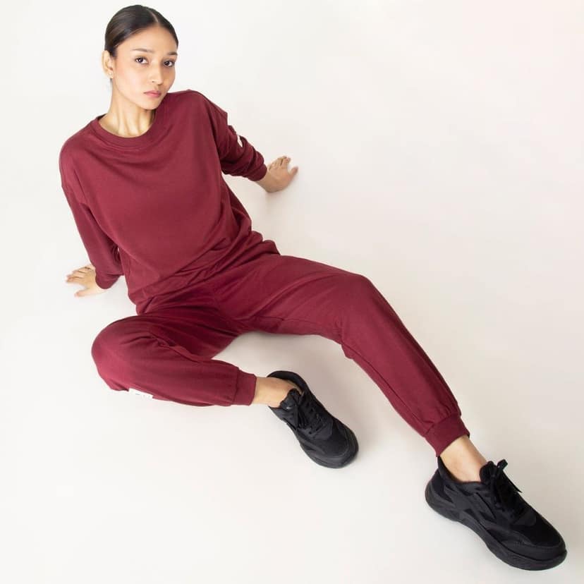 Get Cosy Joggers - Maroon view 5