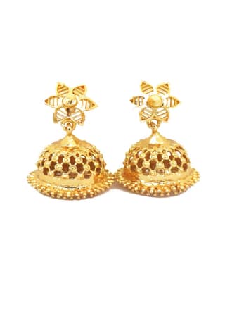 Small Gold Jhumka Earrings - Elegant Traditional Design