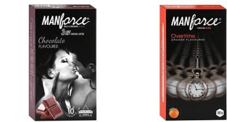 MANFORCE Chocolate flavor condom - 10 Pieces & 3 in 1 Condoms (Ribbed Contour Dotted) Overtime Orange Flavoured- 10 Pieces Condom (Set of 2 20 Sheets)