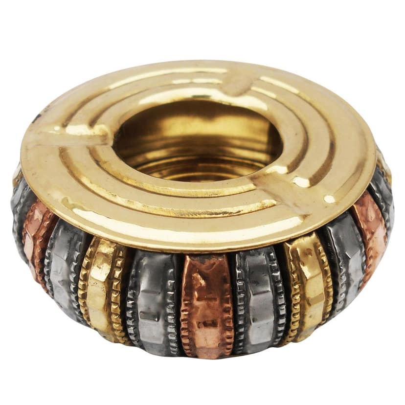 Brass Decorative Ashtray | Classic Table Accessory, Height : 1.5 Inch (ZMAS337 C) view 2
