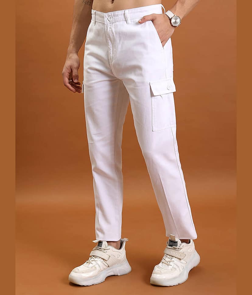 Highlander Regular Flat Men's Cargos - White ( Pack of 1 ) view 4