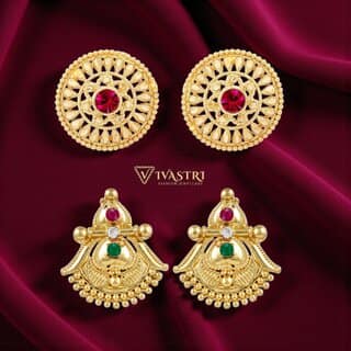 Vivastri Premium Gold Plated Alloy Stud Earrings Combo for Women & Girls Pack of 2