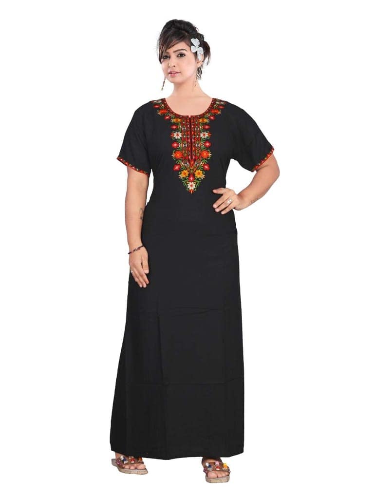 VALENCIA SLEEPWEAR Floral Shap Embroidery Gown Maxi Nightwear Nighty Lizzy Bizzy Soft Fabric Length Night Slip view 6