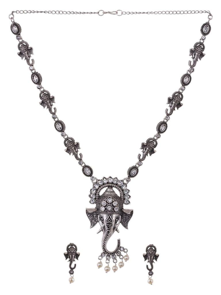 Oxidised Silver Plated & Beaded Lord Ganesha Necklace Jewellery Set view 4