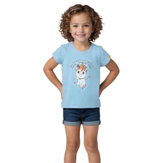 Girls T shirt Cotton Atomizer Blue Cute Unicorn