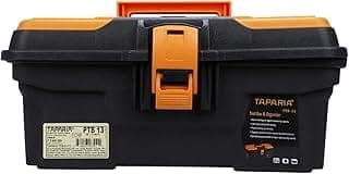 Taparia PTB13 Compact Plastic Tool Box with Organizer (Orange and Black)
