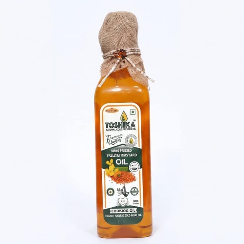 Toshika Wood Pressed Yellow Mustard Oil (1 litre) - 1 L - One plastic bottle