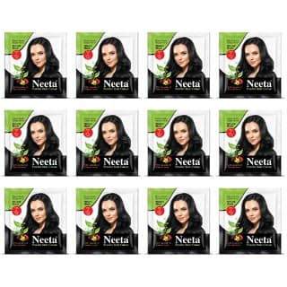 Neeta Hair Color Powder Henna Based For Smooth Silky Hair Black 5gm (Pack Of 12) , Black
