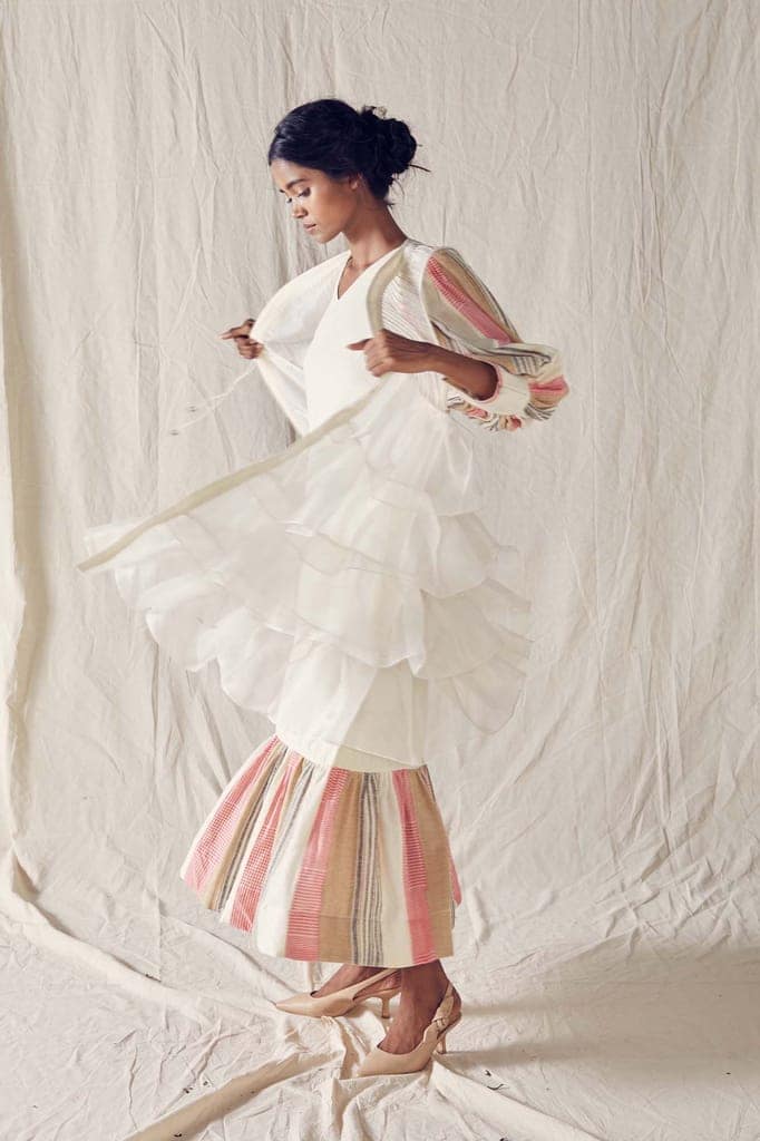 Ivory Ruffled Silk Organza Jacket view 2