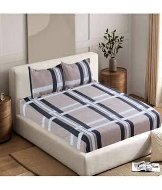 Valtellina Cotton 1 Double Bedsheet with 2 Pillow Covers ( Gray )