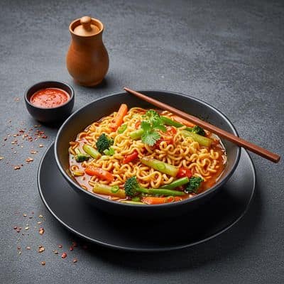 Chilli Ramen Veg Noodles Soup Meal