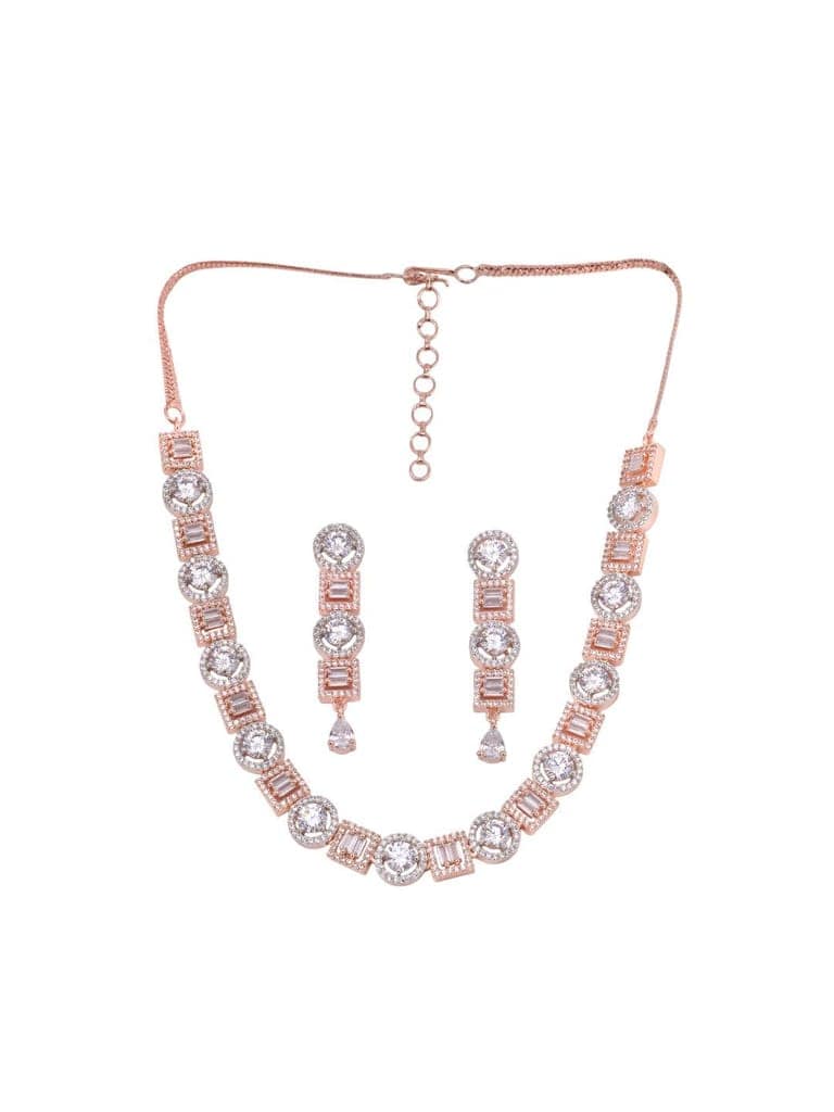 Beautiful light necklace set matching earrings, rose gold plated view 4