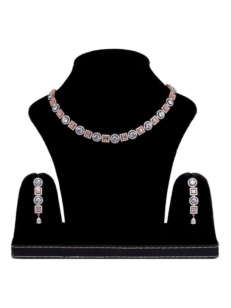 Beautiful light necklace set matching earrings, rose gold plated view 5