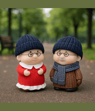 Exopick Resin Small Miniature Grand Parents for Fairy Garden/Landscaping/Tray Gardening/Terrariums - Set of 2 pcs Multicolour