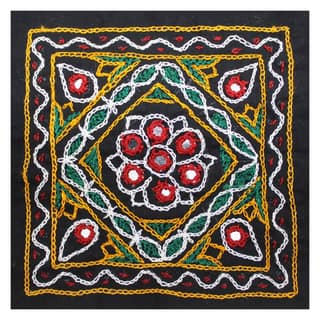 Garvi Gurjari (A Gujarat Govt Enterprise) Cotton Multicolor Hand Embroidered Patch with Mirror Work(GGCMEP46)
