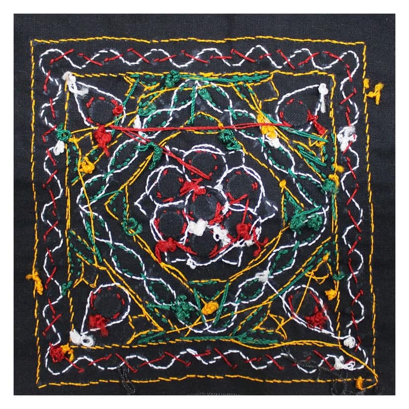 Garvi Gurjari (A Gujarat Govt Enterprise) Cotton Multicolor Hand Embroidered Patch with Mirror Work(GGCMEP46) view 2