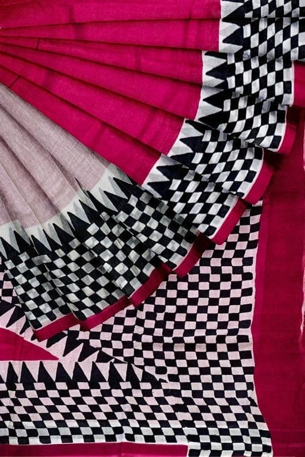 Pink Cotton Mulmul Saree with Blouse Piece view 2